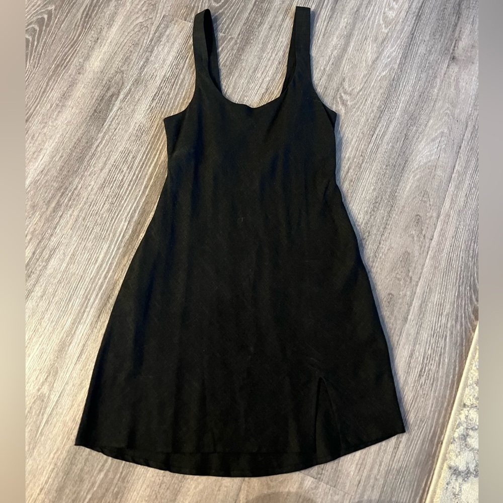 Black linen dress
